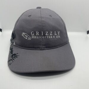 GRIZZY HELICOPTERS LTD Men's Gray Cap Trucker‎ Hat Embroidered Bear Adjustable
